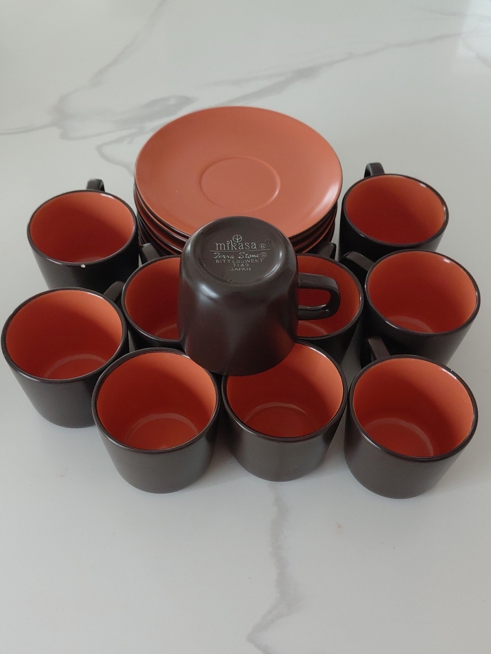 Mikasa Terra Stone Bittersweet 7149 10 piece  Cup and Saucer Set